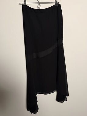 Forever21 Black Asymmetric Chiffon Maxi Skirt